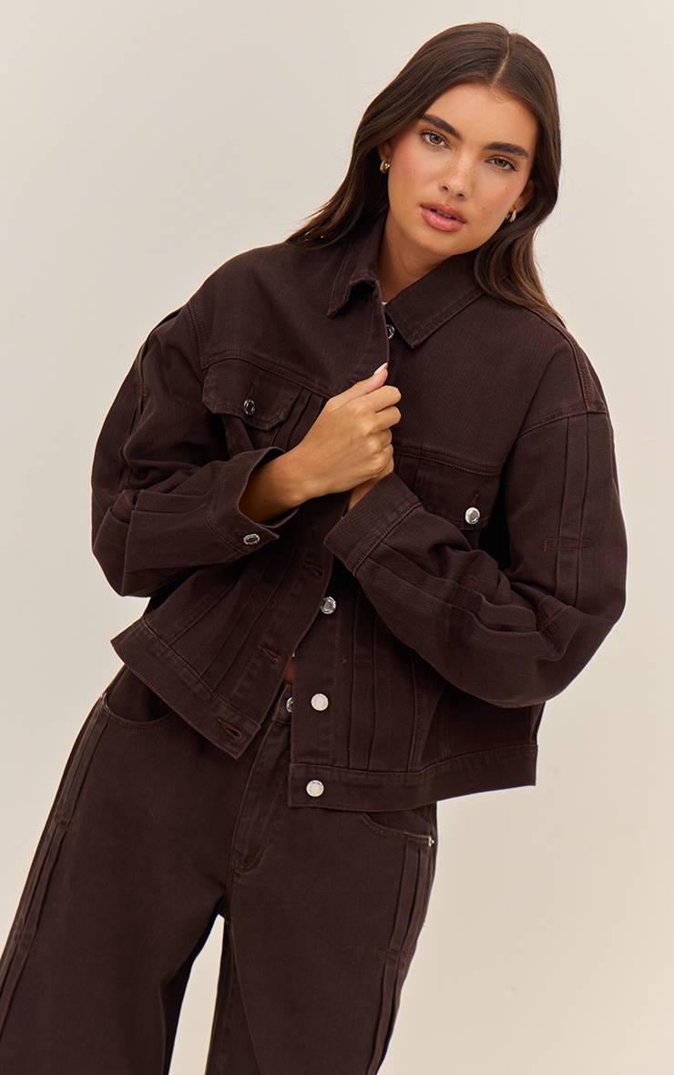 Dark Chocolate Veste En Jean Oversize À Détails Plissés