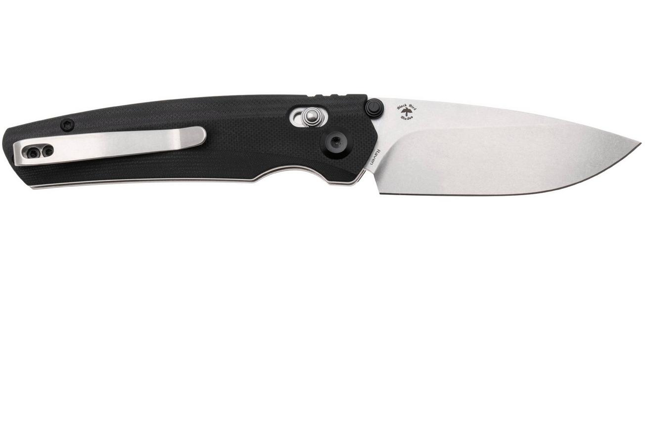 Tenable Knives Raven T2109V4 Stonewashed 14C28N, Black G10, zakmes, Black Bird Blades design