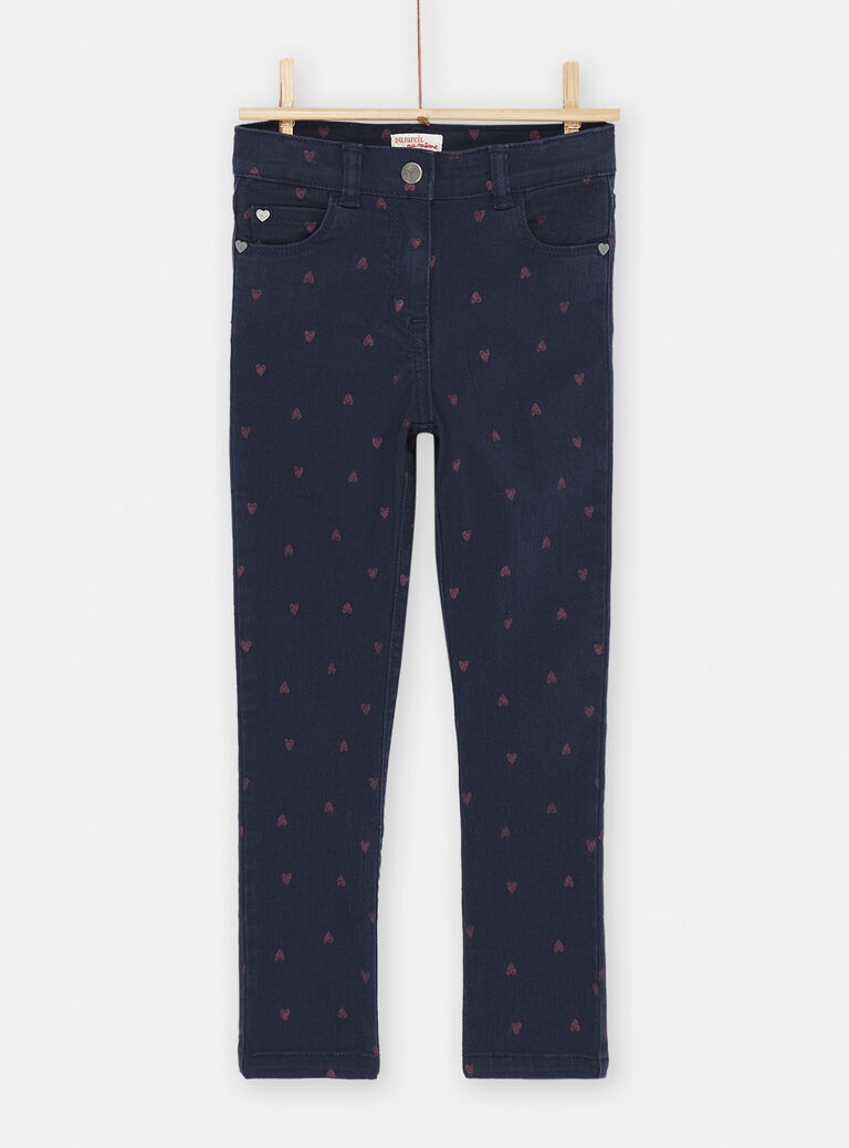 Jean bleu marine à imprimé coeur