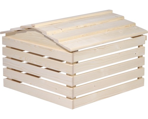 Robotmaaiergarage met bord, 78,5 x 74 x 52,5 cm, natuurlijke afwerking