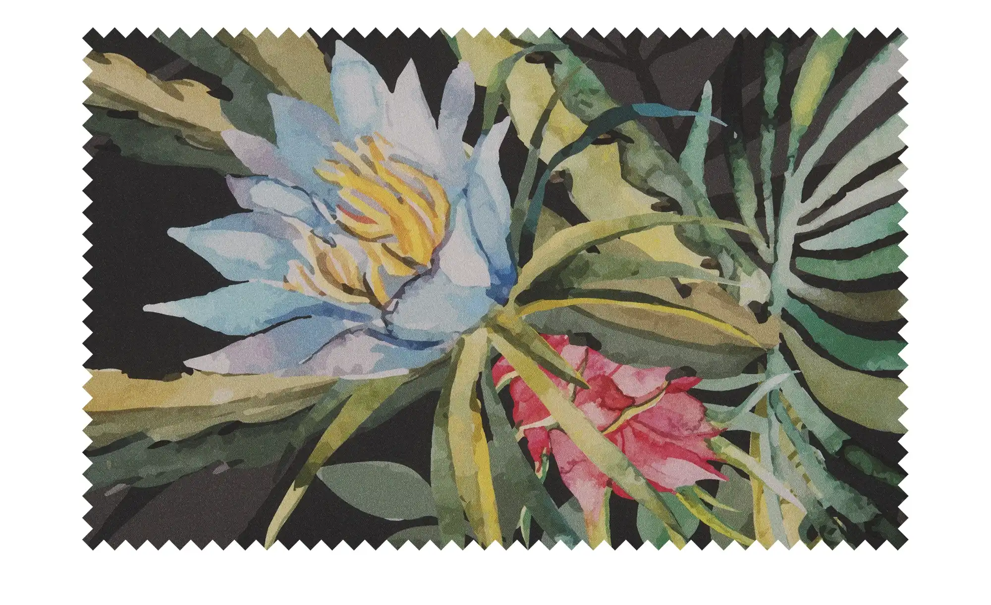 indigo Mako-Satin Bettwäsche Tropical Flowers dark
