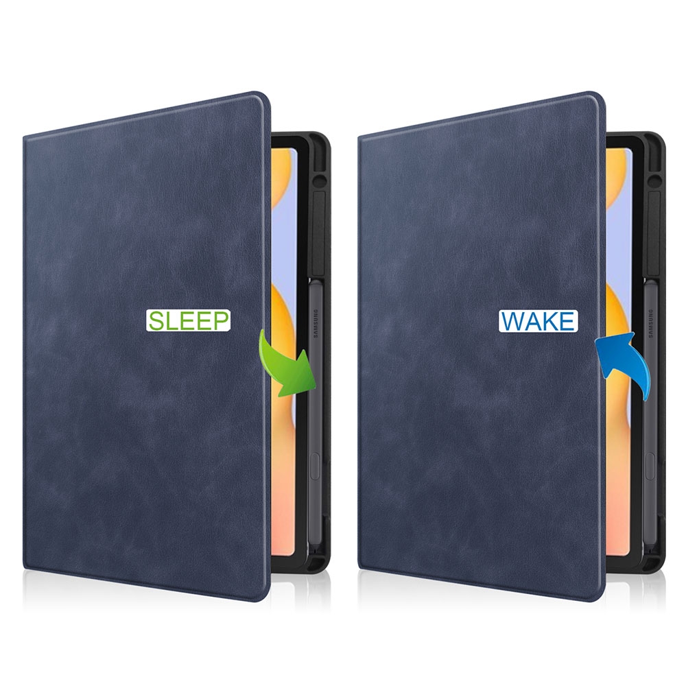 Samsung Galaxy Tab S6 Lite (2024/2022/2020) Leder Tasche Flip Cover S-Pen Halterung - Dunkelblau