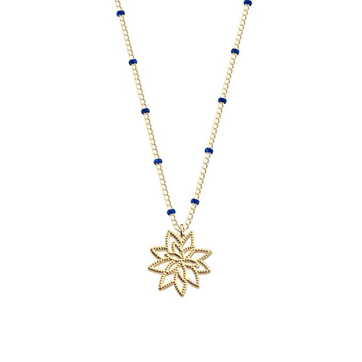 Collier Les Georgettes doré laque marine pailletéeCollection Les Cadettes
