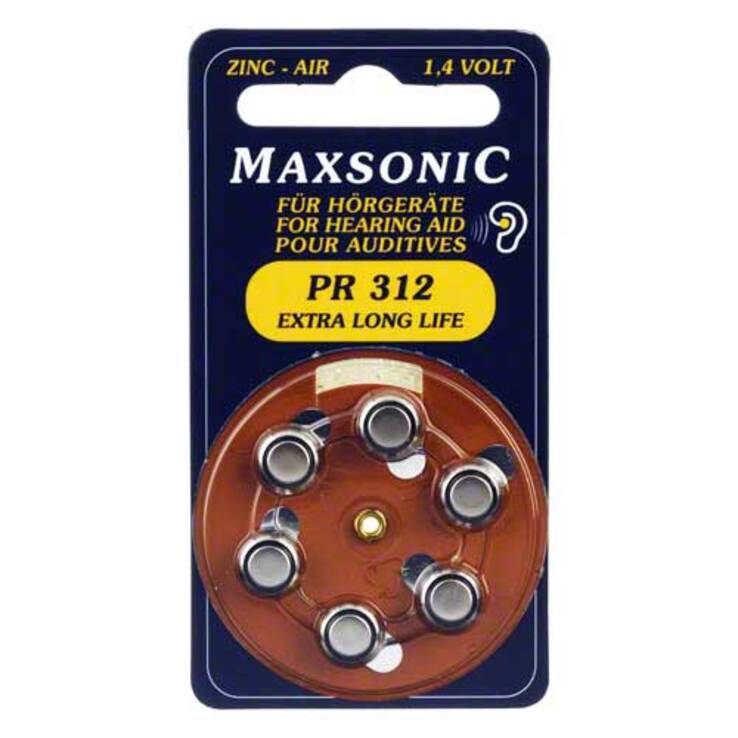 Batterien für Hörgeräte Maxsonic PR312, 6 St