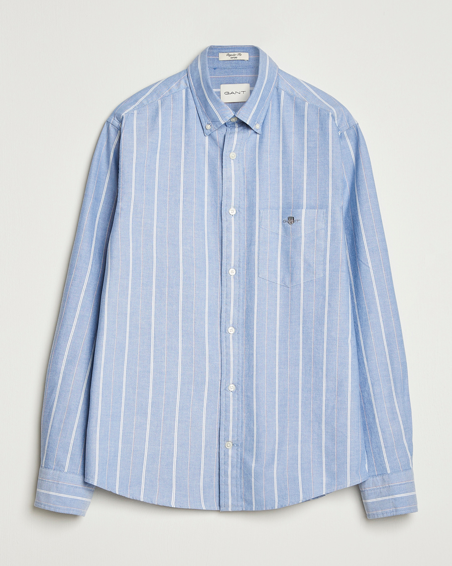 GANT Regular Fit Classic Striped Oxford Shirt Rich Blue