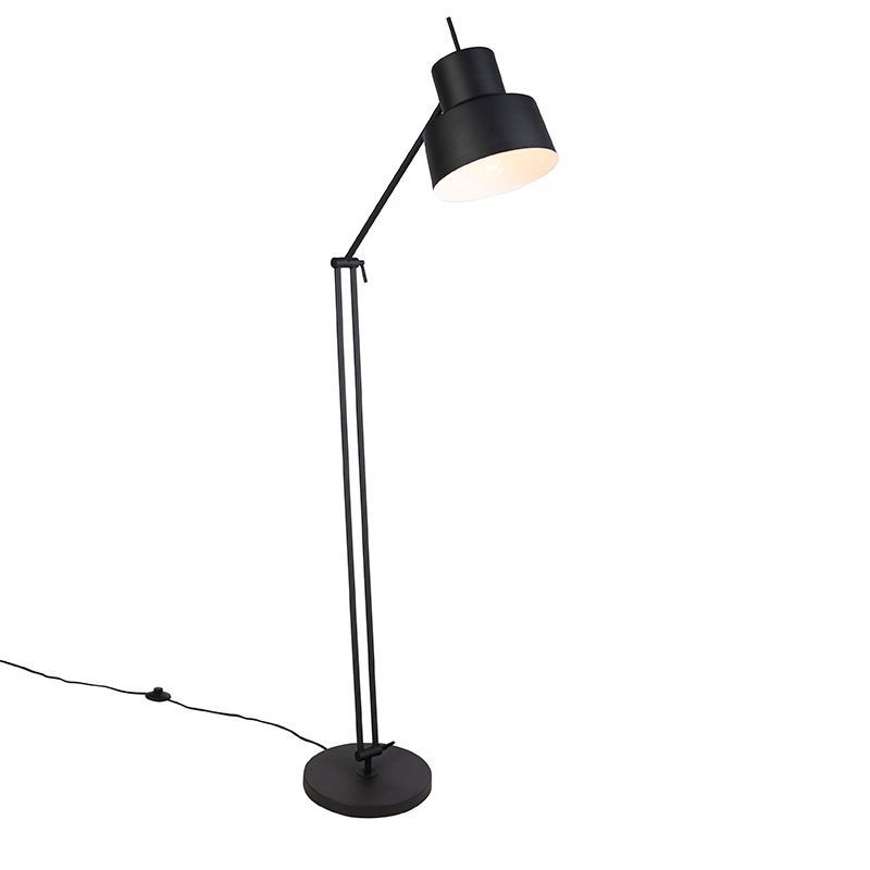 Retro vloerlamp zwart draai- en kantelbaar - Chappie
