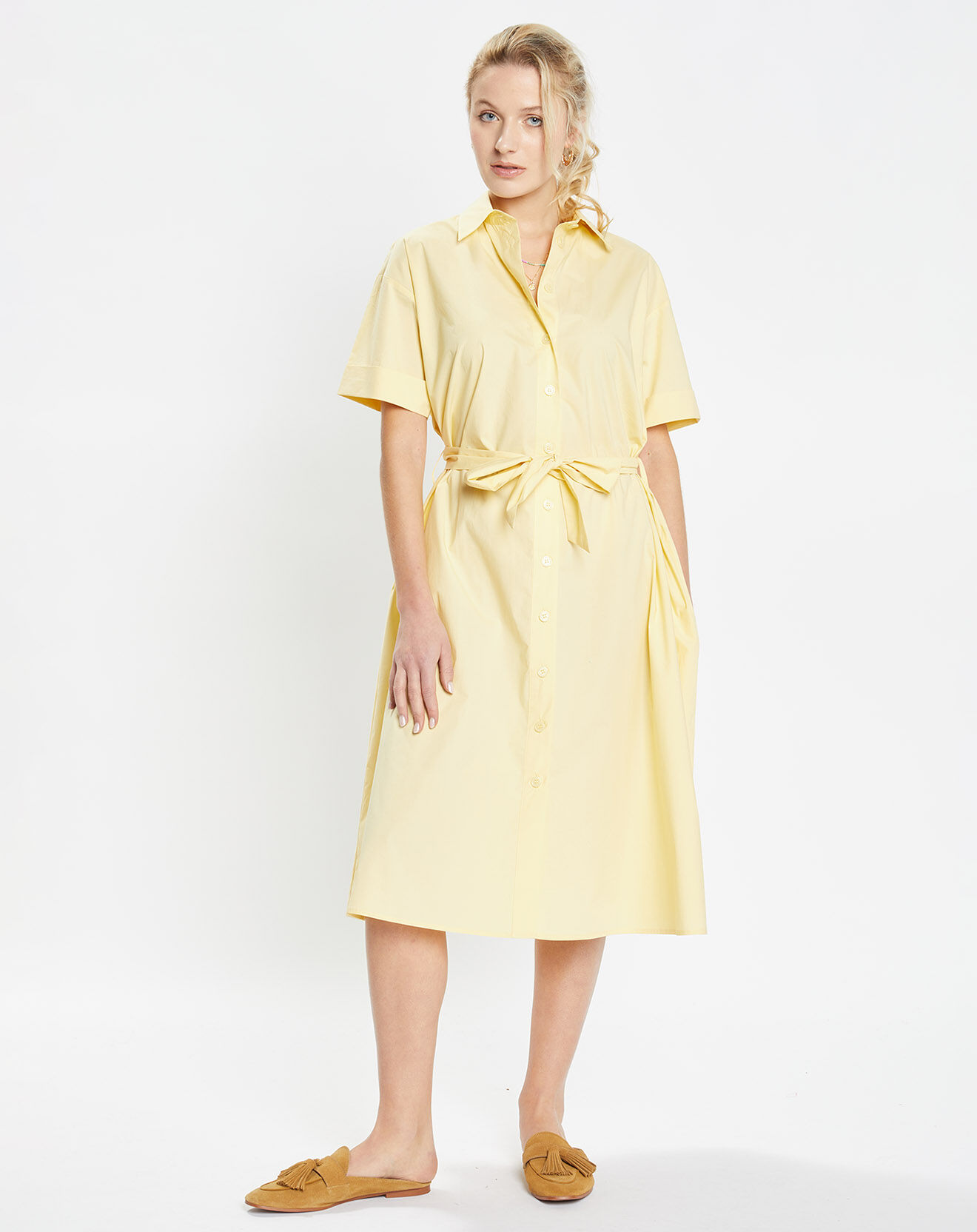 Jodhpur Robe en Popeline de Coton bio Micro jaune