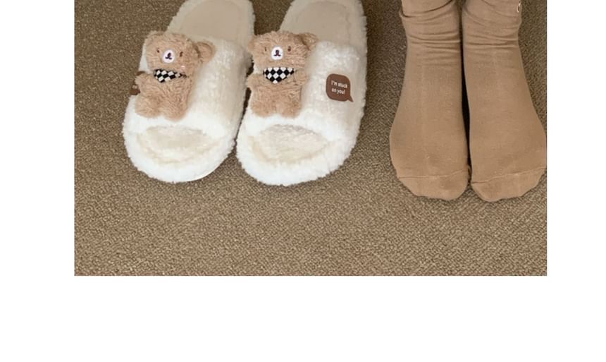 ZORI - Fleece pantoffels met beeraccent