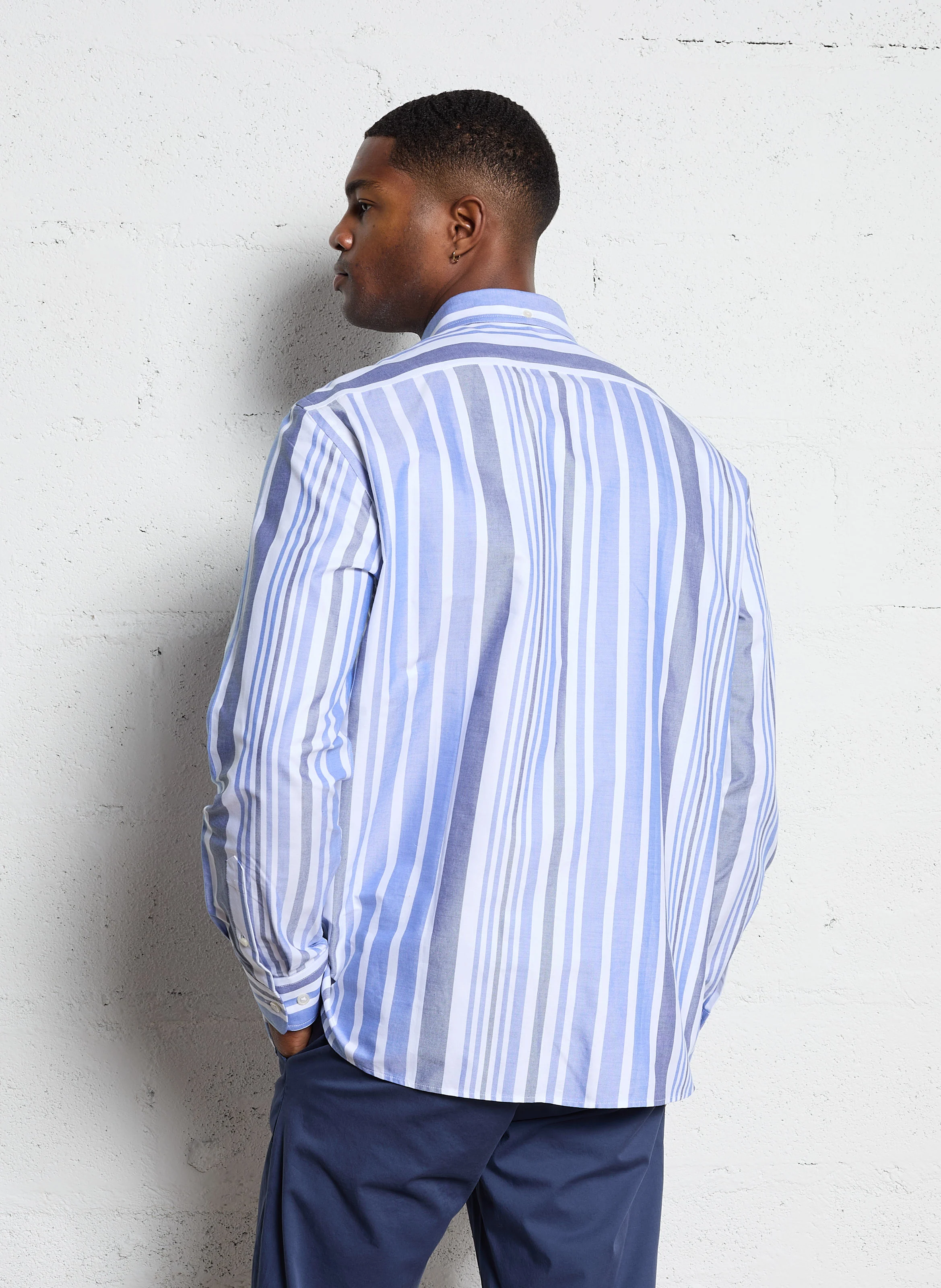 Chemise col américain à rayures | Bleu