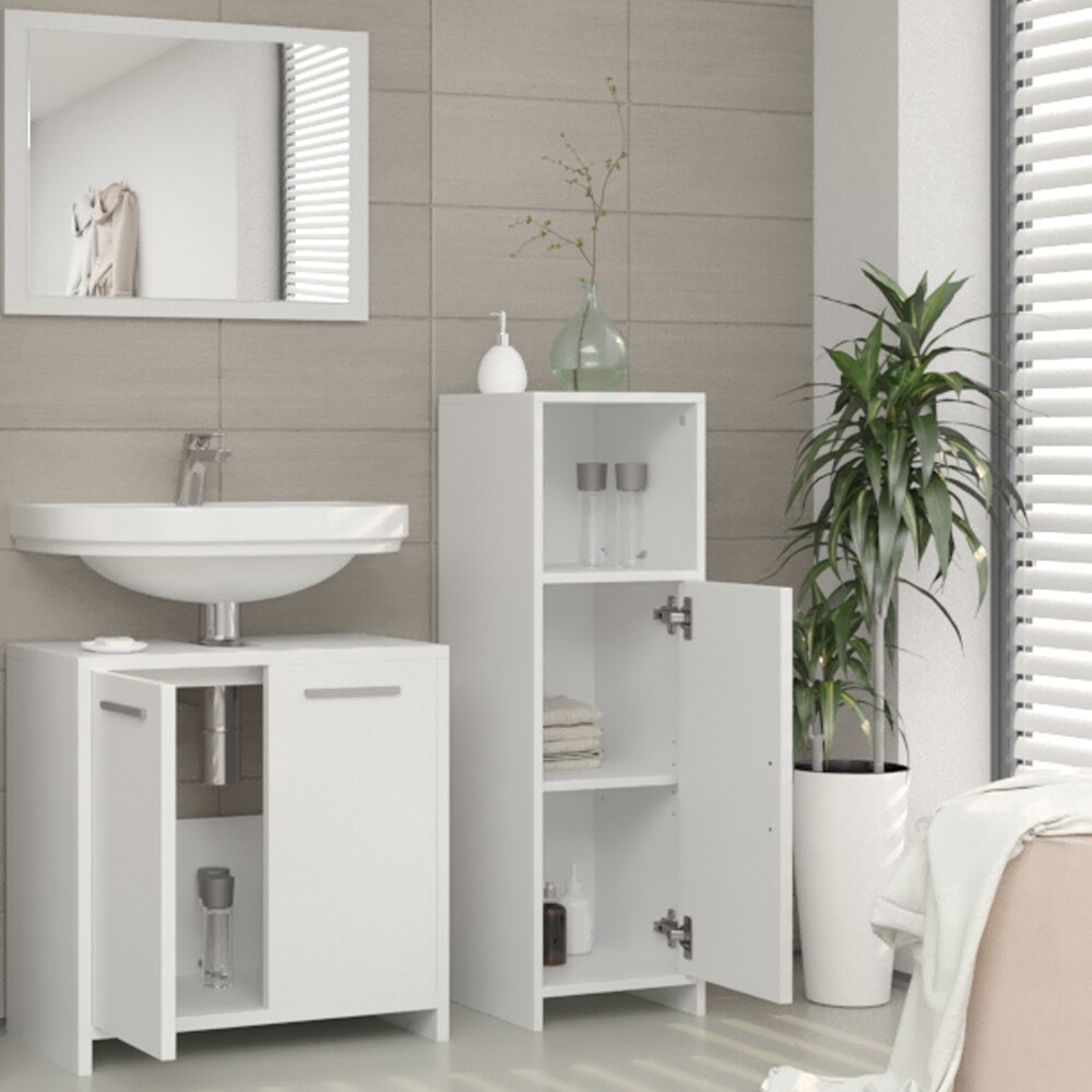 Vicco Badmöbel Set Kiko Badezimmer Spiegel Kommode Unterschrank Weiß