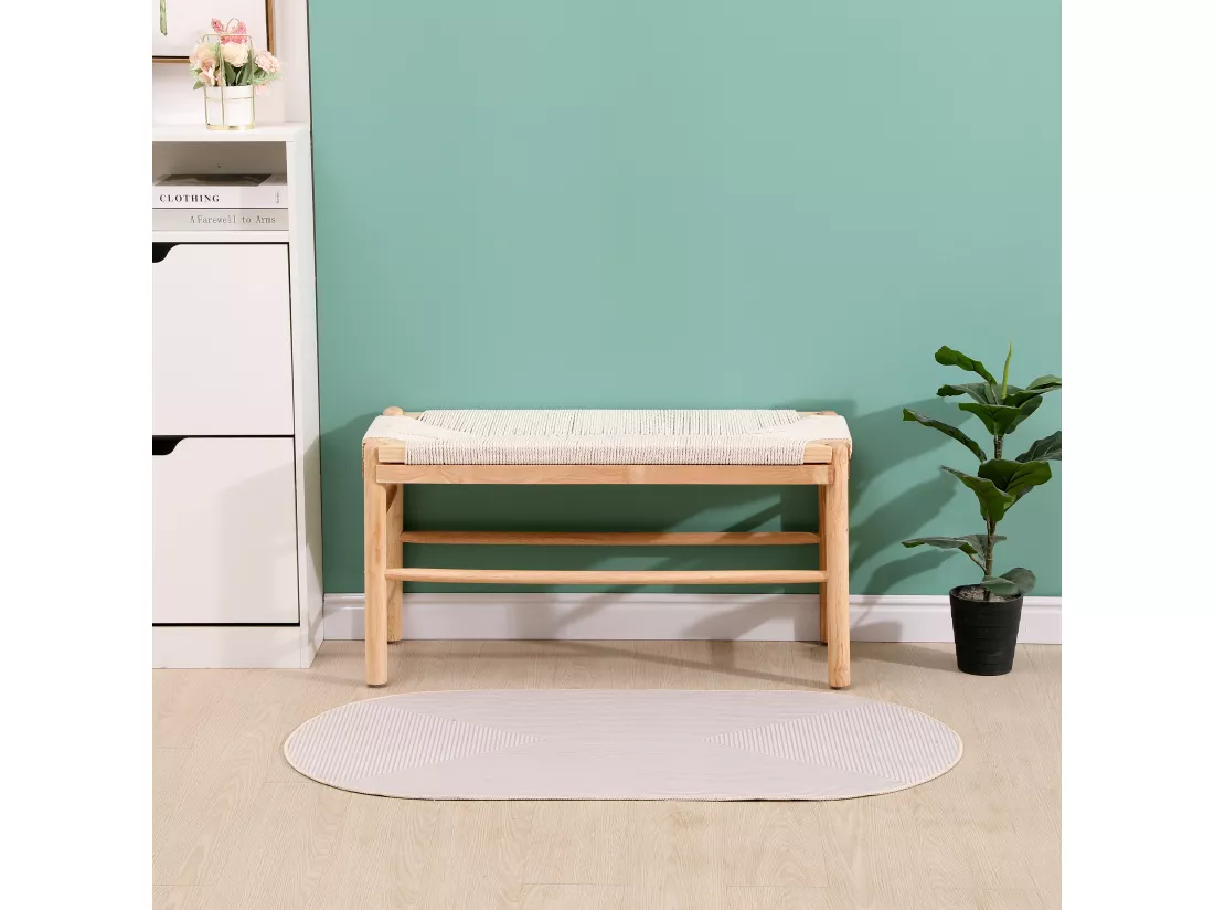 Banc avec rangement en pin massif et corde