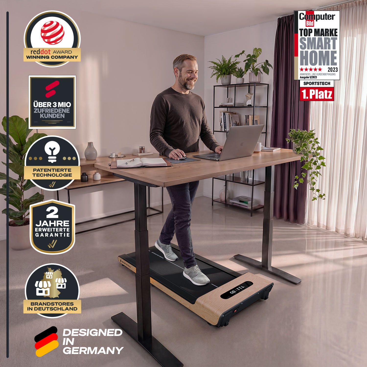 WoodPad Pro Laufband  hellbraun