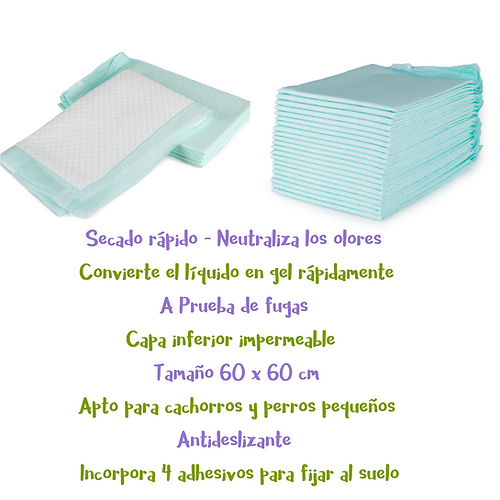 Peppo and Pets - 100 Tapetes Higiênicos para Treinamento de Cães 60x60 cm - Superabsorventes - 4 Adesivos para Fixação no Chão