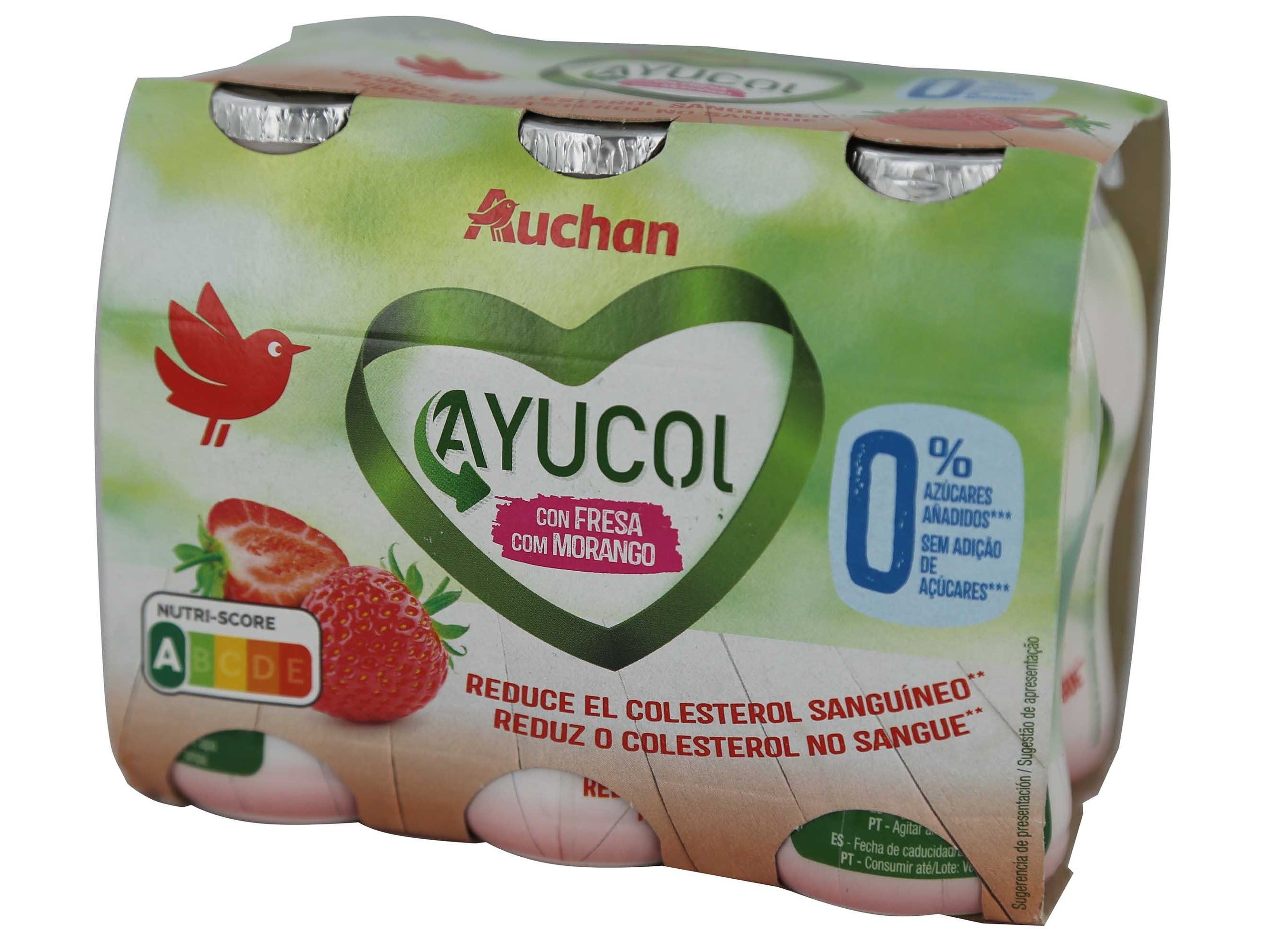LEITE AUCHAN FERMENTADO MORANGO COLESTEROL 6X100G