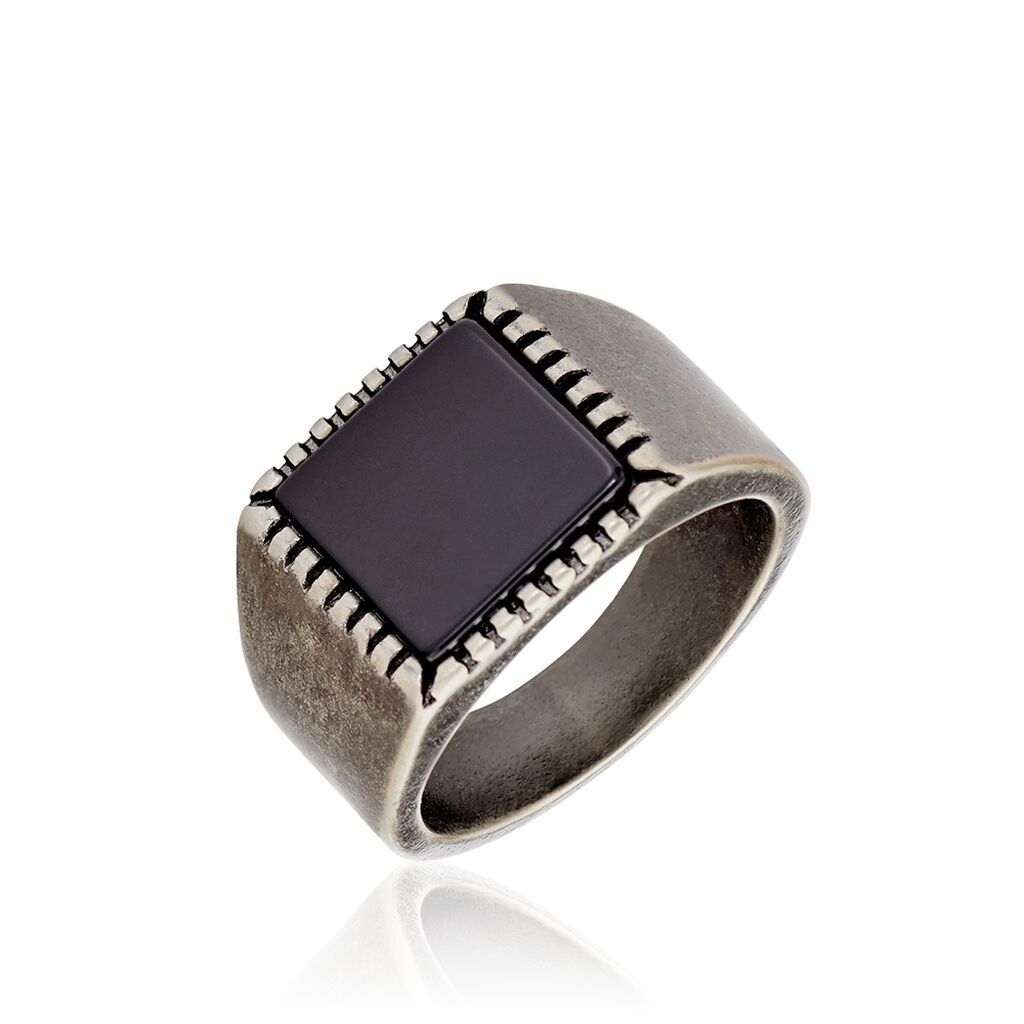 Bague Chevalière Acier Vieillit Haris Agate