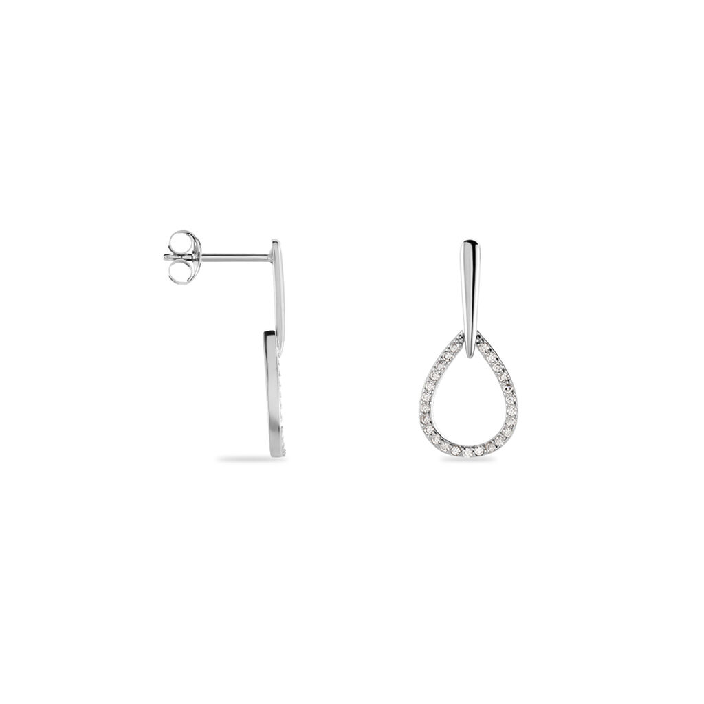 Boucles D'oreilles Pendantes Germinal Argent Blanc Oxyde De Zirconium