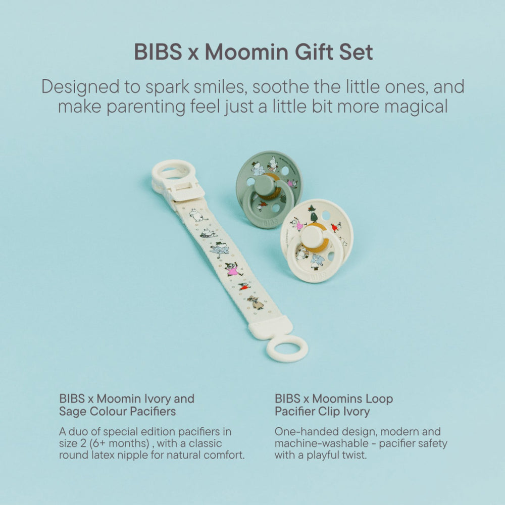 Køb Bibs X Moomin Ivory/sage Colour Sut & Loop Clip Gavesæt Latex