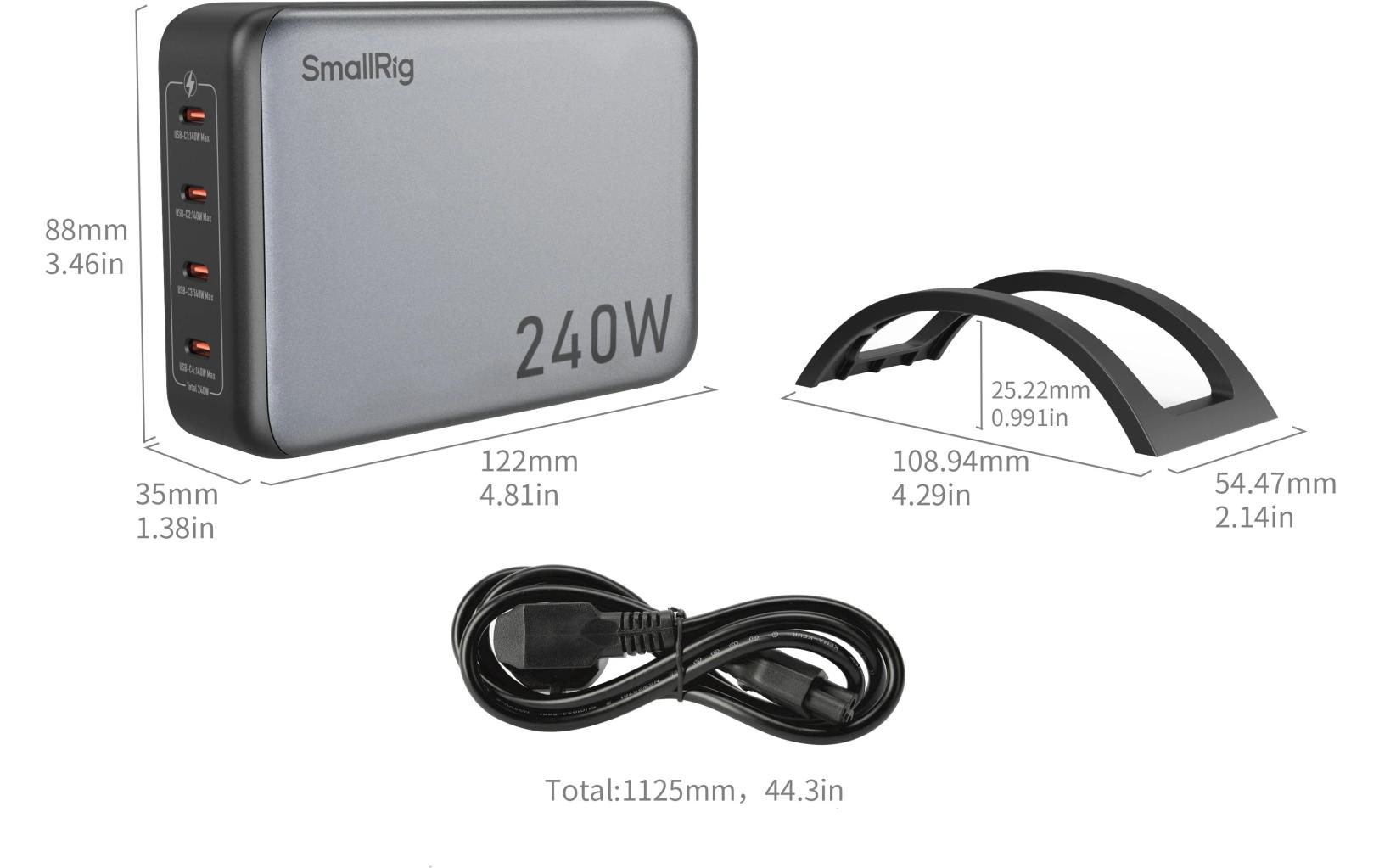 USB-Wandladegerät 240W 4-Port PD<br>Hocheffizienter und vielseitiger Stromadapter mit vier USB-C-Anschlüssen