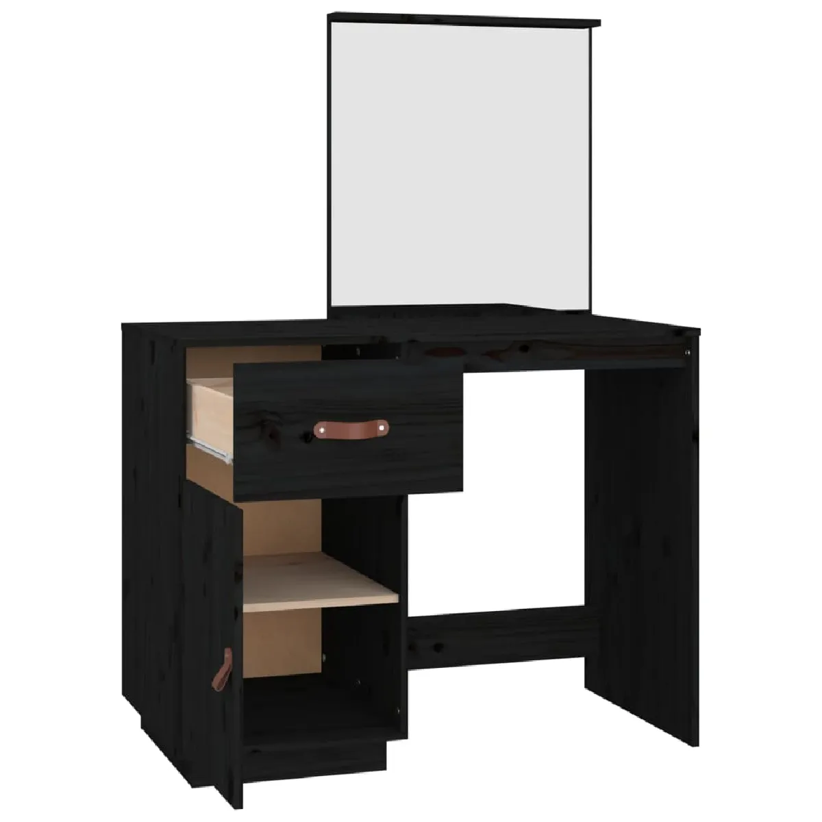 Helloshop26 Coiffeuse bois de pin - Noir