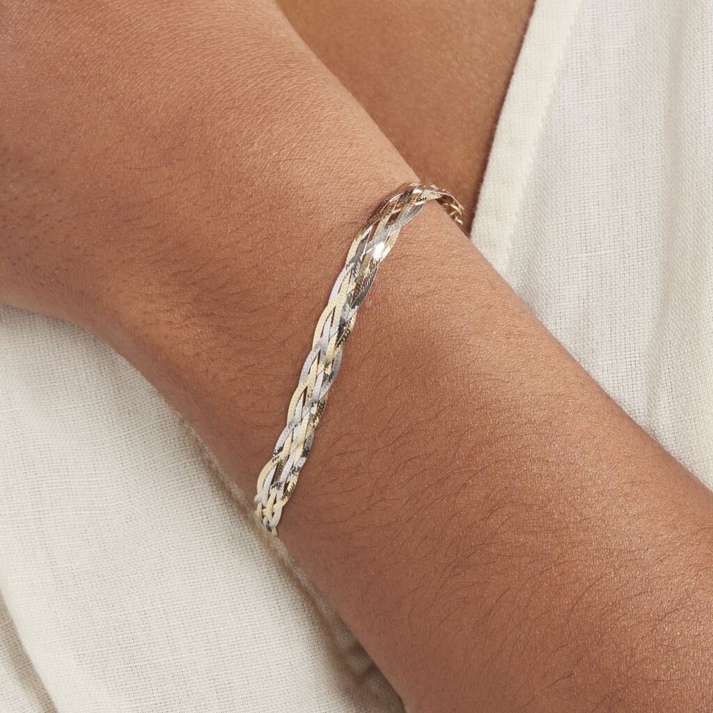 Bracelet 6 Fils Or Bicolore
