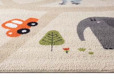 KMCarpets Play Animals Gulvteppe 80x150, Lin