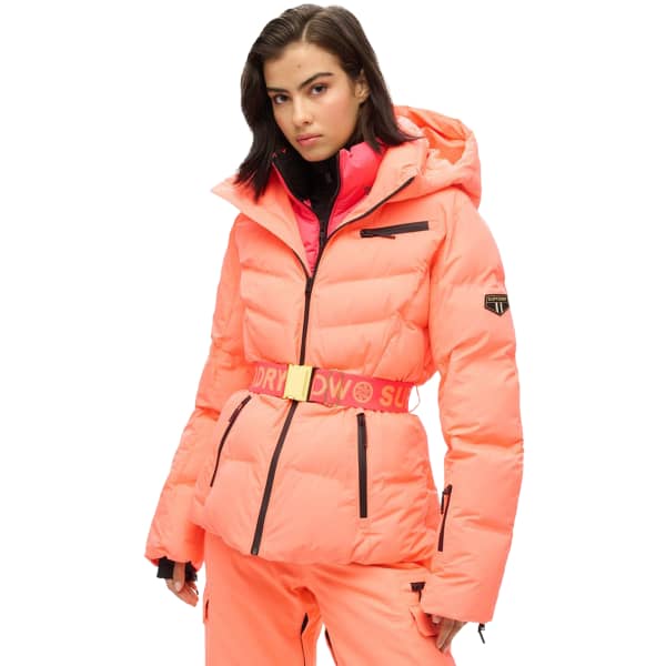 Veste de ski SUPERDRY LUXE PUFFER JACKET PASTELLINE CORAL