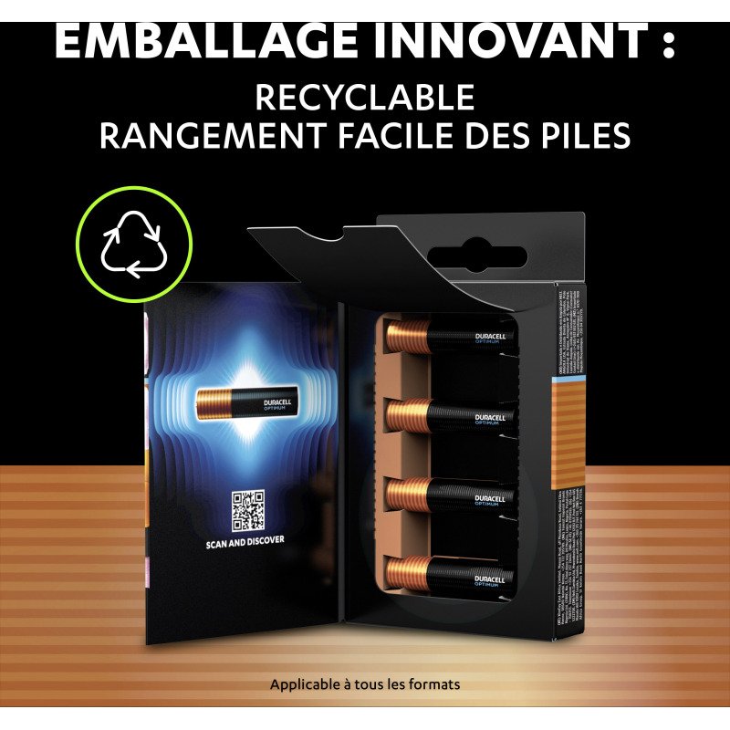 Duracell Optimum - Pack de 4 piles Alcalines AAA/LR03 - 1,5V