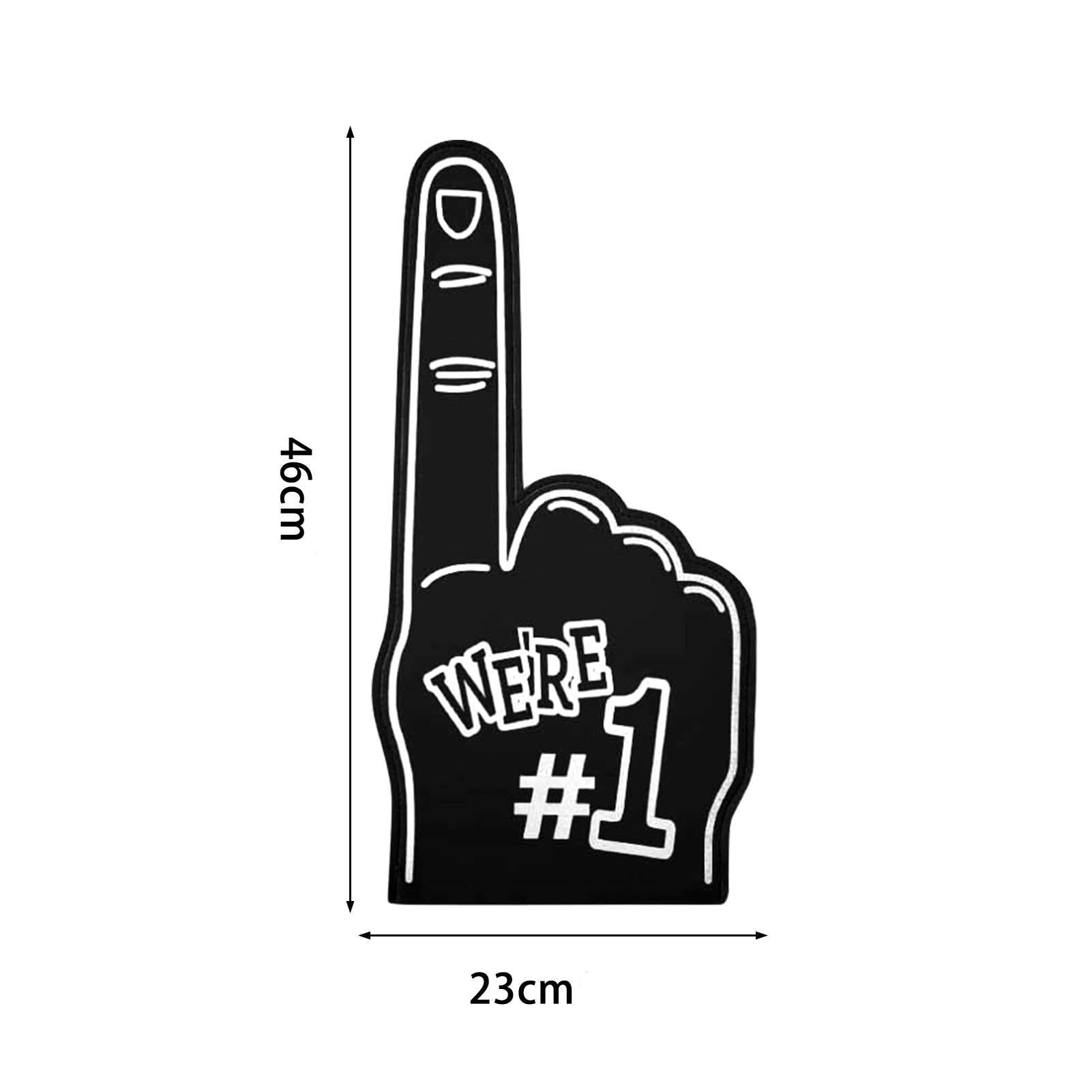 (46x23cm) XXL #1 Schaumstoff Finger Sport Fan Hand Cheerleader Party Accessoire für Football / Handball / Fussball - Schwarz