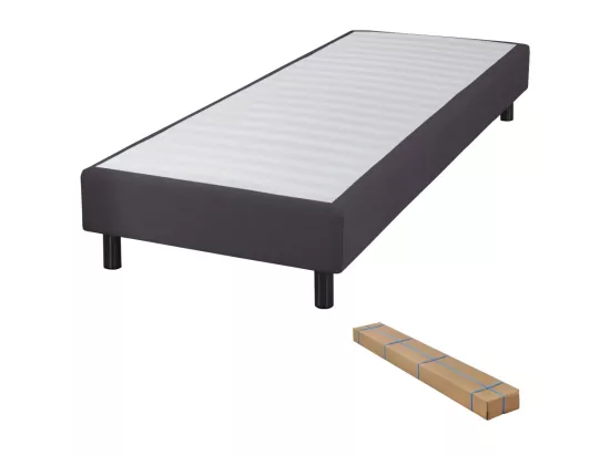 Sommier déco en Kit + pieds 140x190 - Newkit 40 lattes bois - Anthracite - H. 18 cm