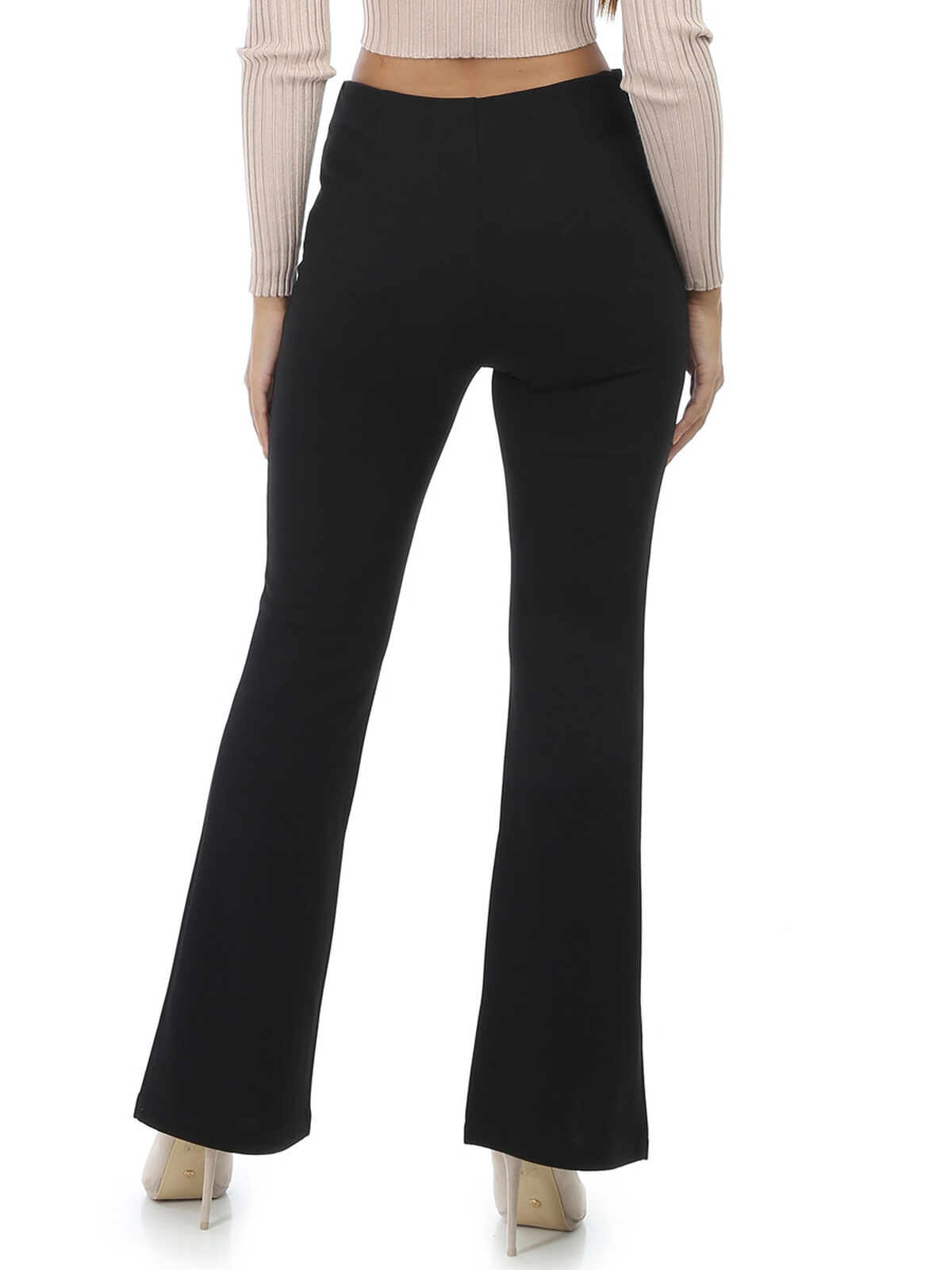 Pantalon flare avec fente- Noir