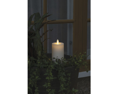 LED-kaars, crèmewit, Konstsmide, H 18 cm, warmwitte lichtkleur, inclusief timer en dimmer.