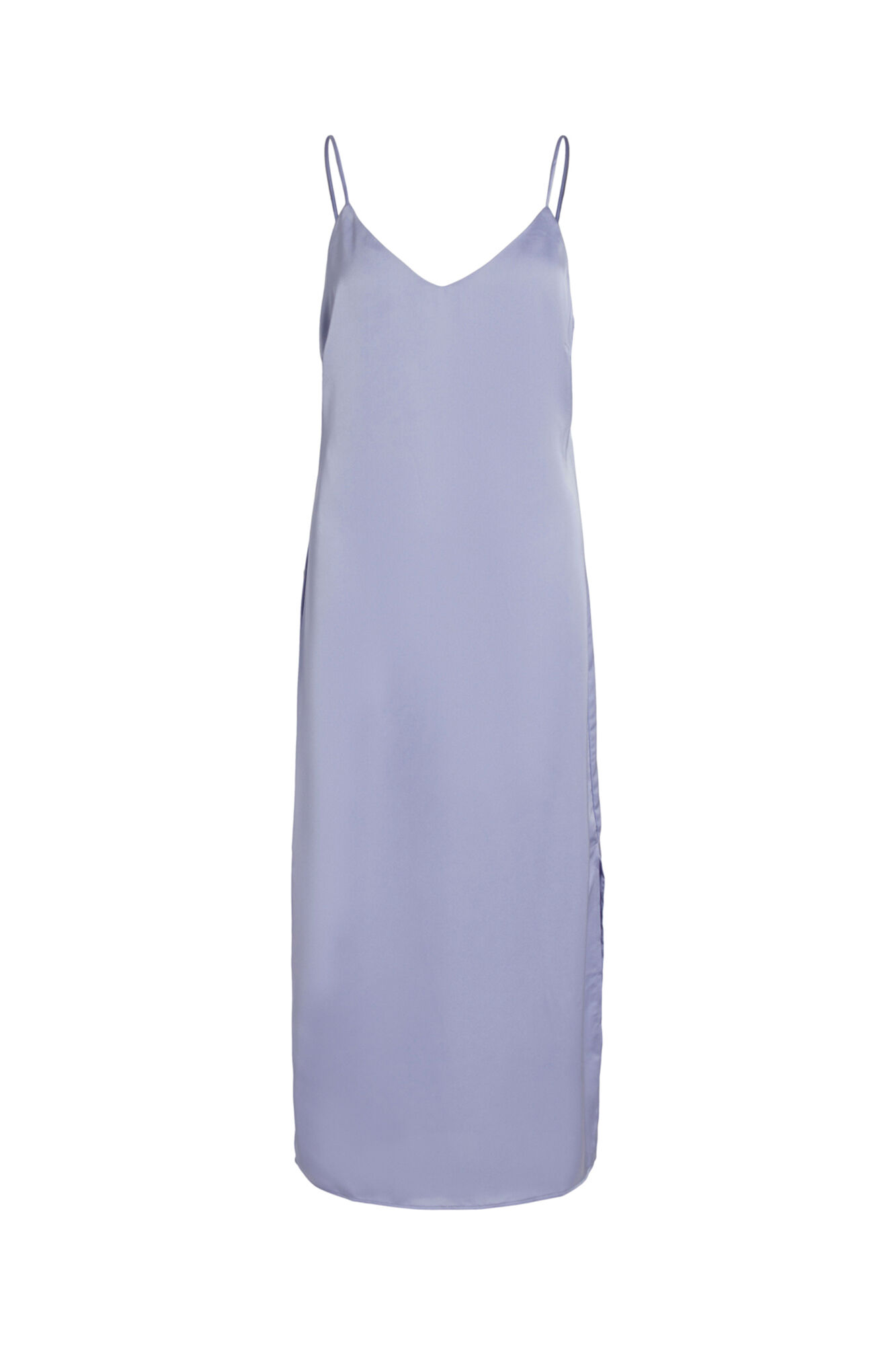 Vestido longo de cetim com alças - Lilás