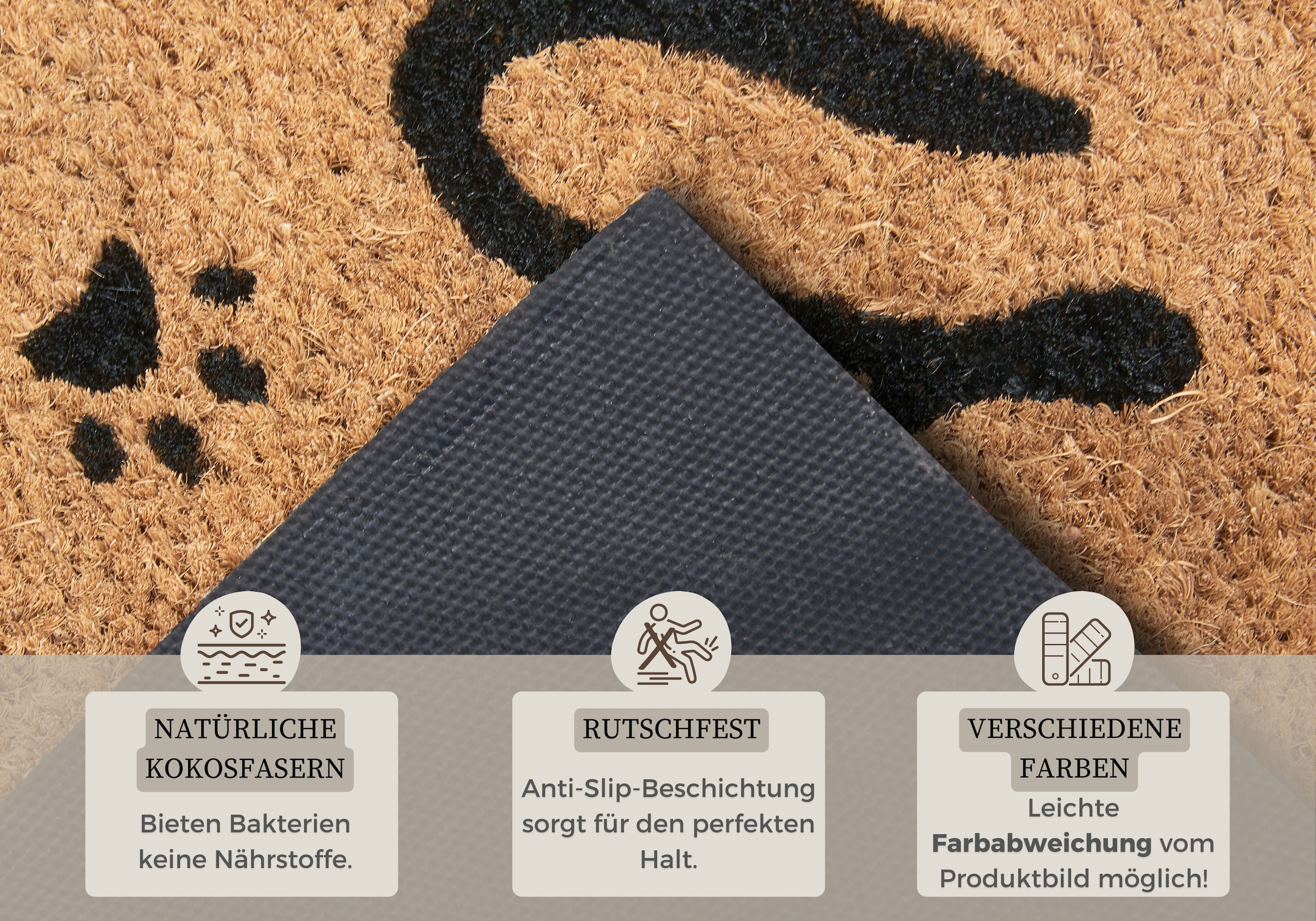 HANSE Home Fussmatte »Mix Mats  Kokos Cat Paws Welcome, Türmatte« rechteckig 15 mm Höhe Kokos, Schmutzfangmatte, Outdoor, Rutschfest, Innen, Kokosmatte, Flur