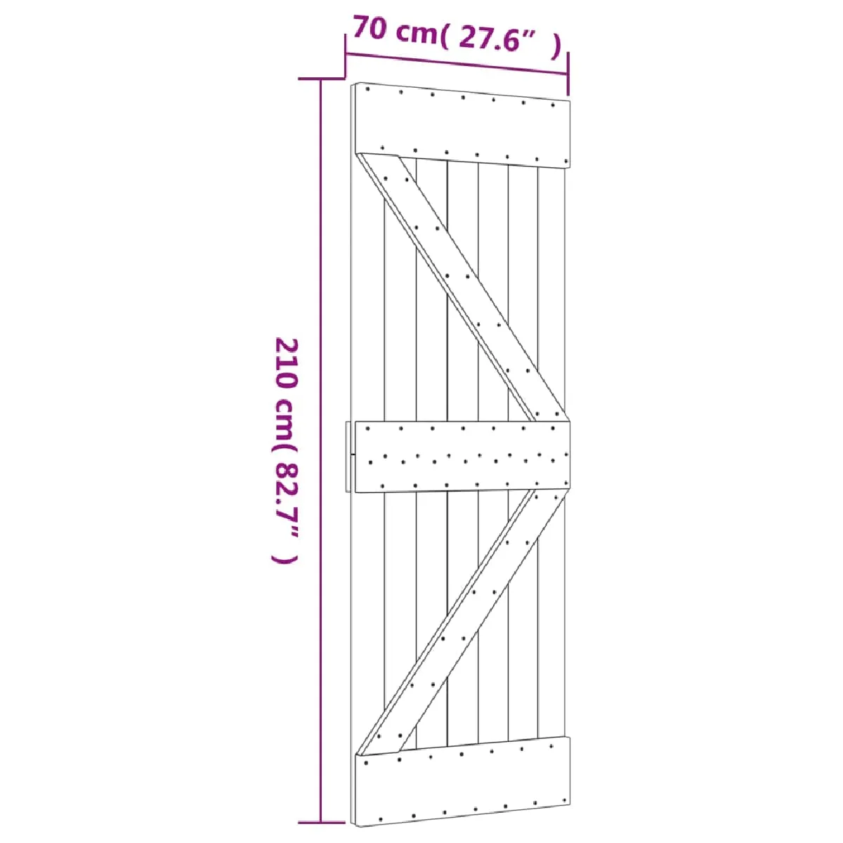 vidaXL Porte coulissante en pin massif - 70x210 cm