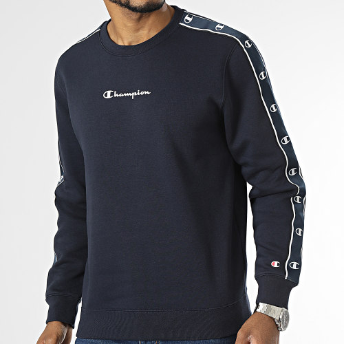 Sweat Crewneck A Bandes 218911 Bleu Marine