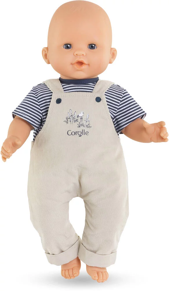 BB36 - T-SHIRT ET SALOPETTE ECRU BORDS DE LOIRE POUR POUPON 36 CM - COROLLE VETEMENTS