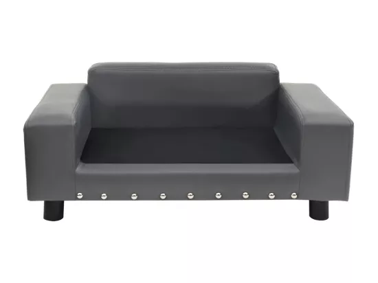 Canapé pour chien Gris 81x43x31 cm Peluche et similicuir