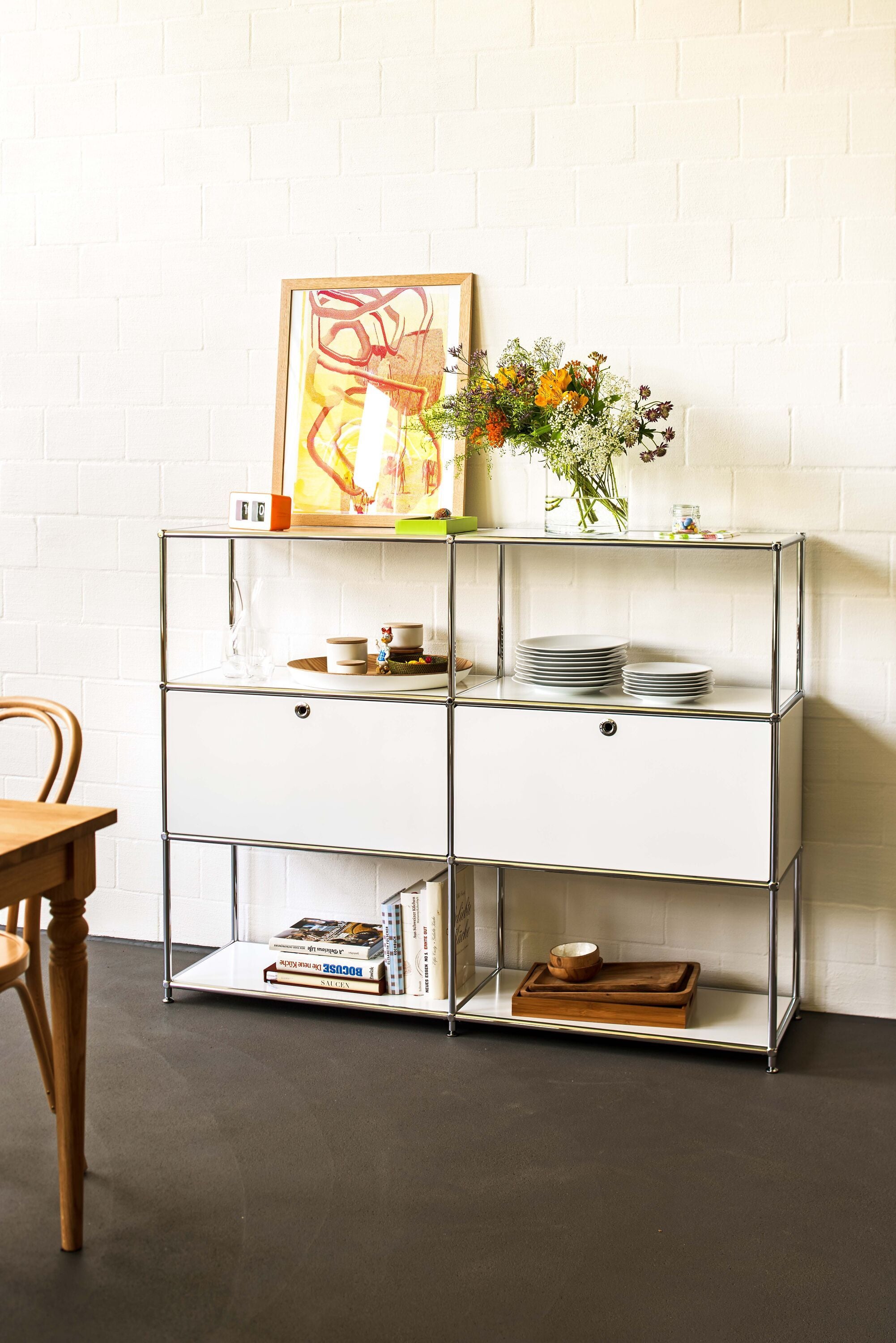 FLEXCUBE Highboard - Weiss / B: 152.0 cm x T: 40.0 cm x H: 118.0 cm
