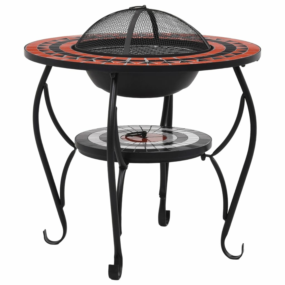 Table de foyer mosaïque terre cuite et blanc 68 cm céramique