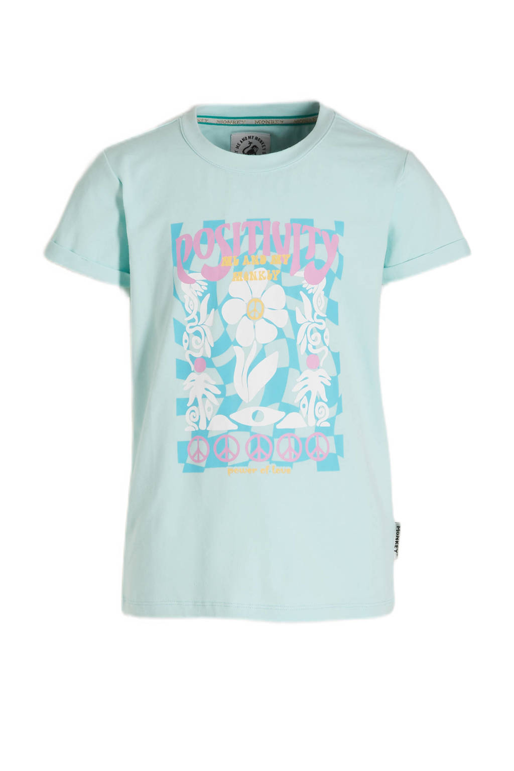 Me & My Monkey T-shirt Marit met printopdruk lichtblauw
