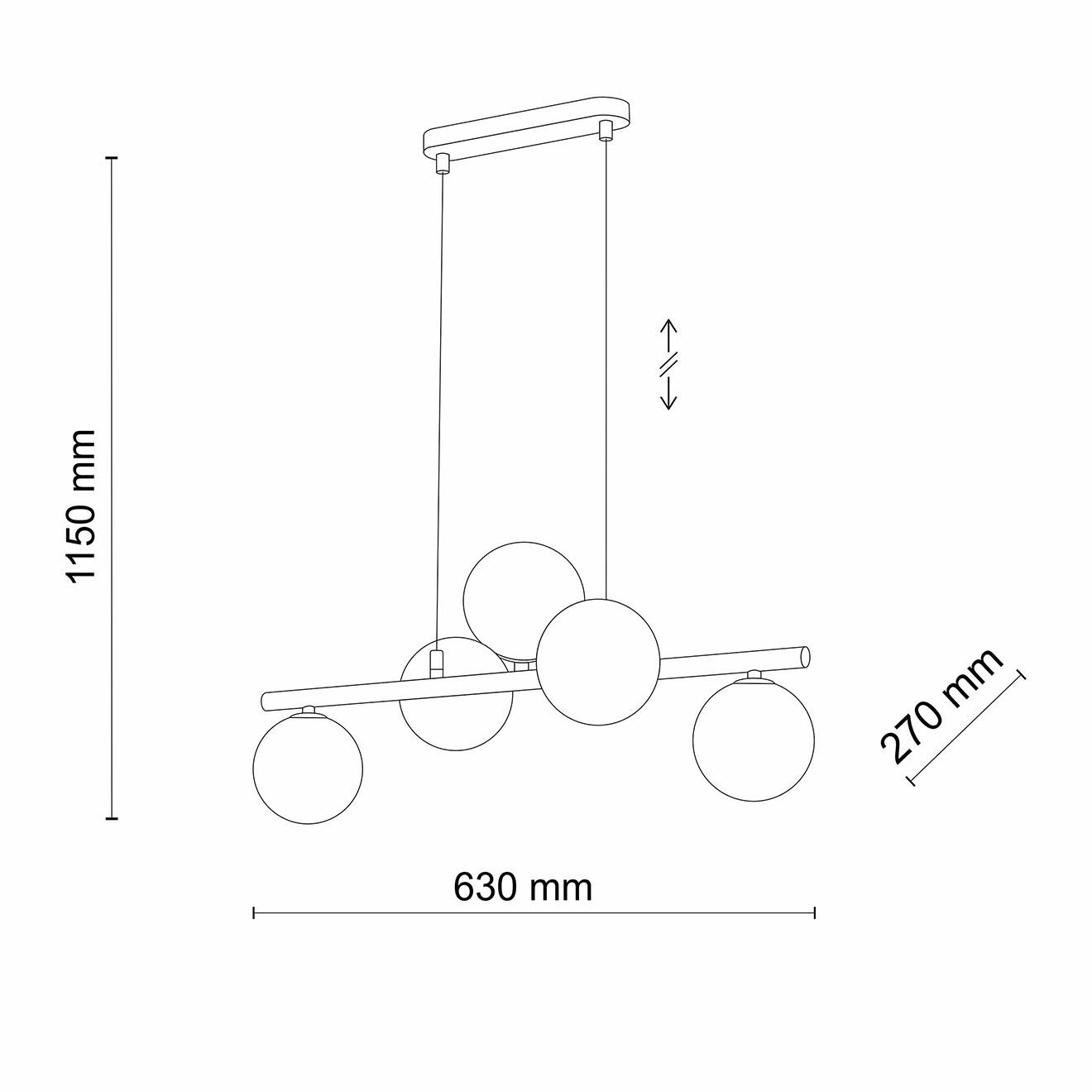 Micadoni Suspension Alioth noir/graphite - 27x63x115 cm