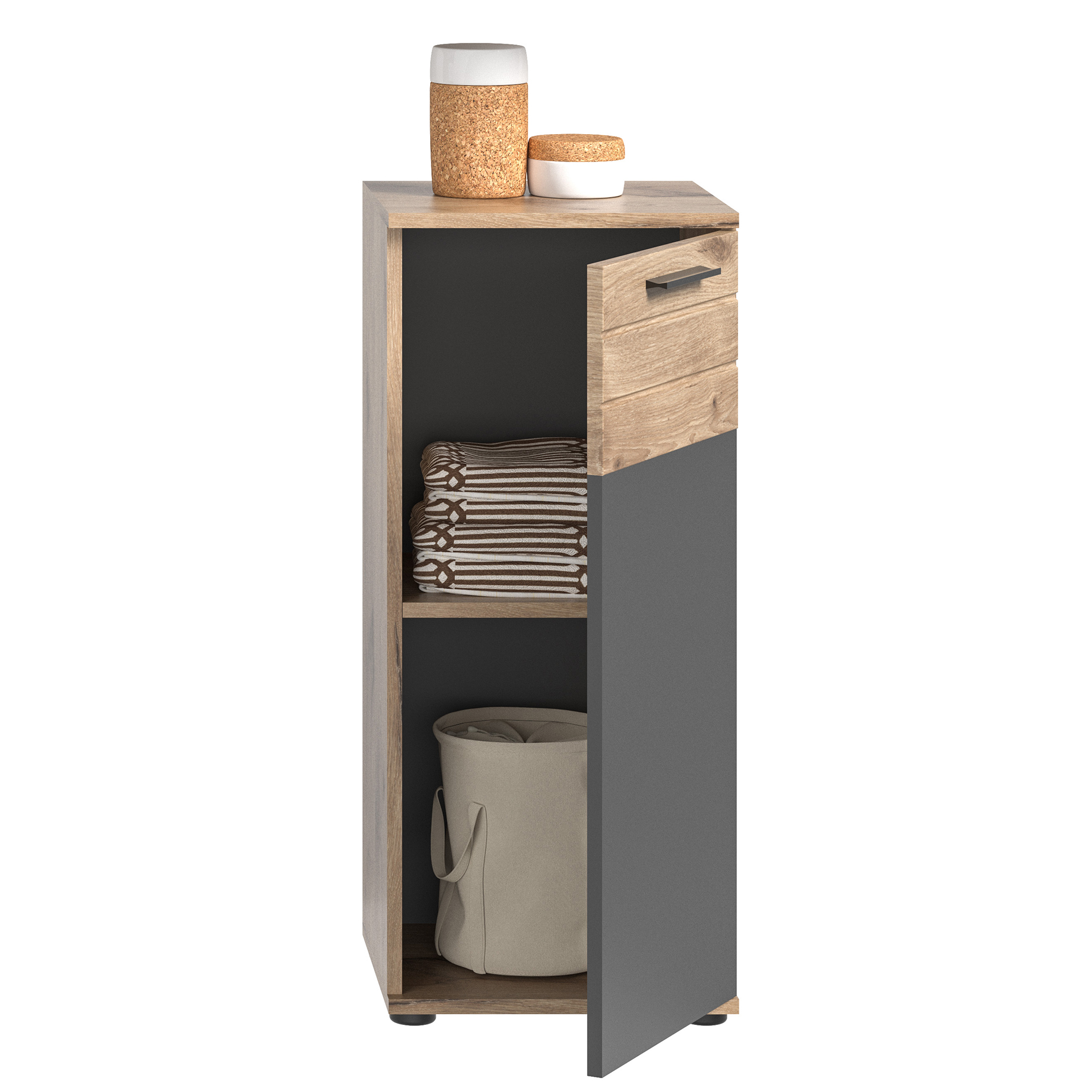 Badstandschrank MASON - Nox Oak - Basalt grau - 37 cm