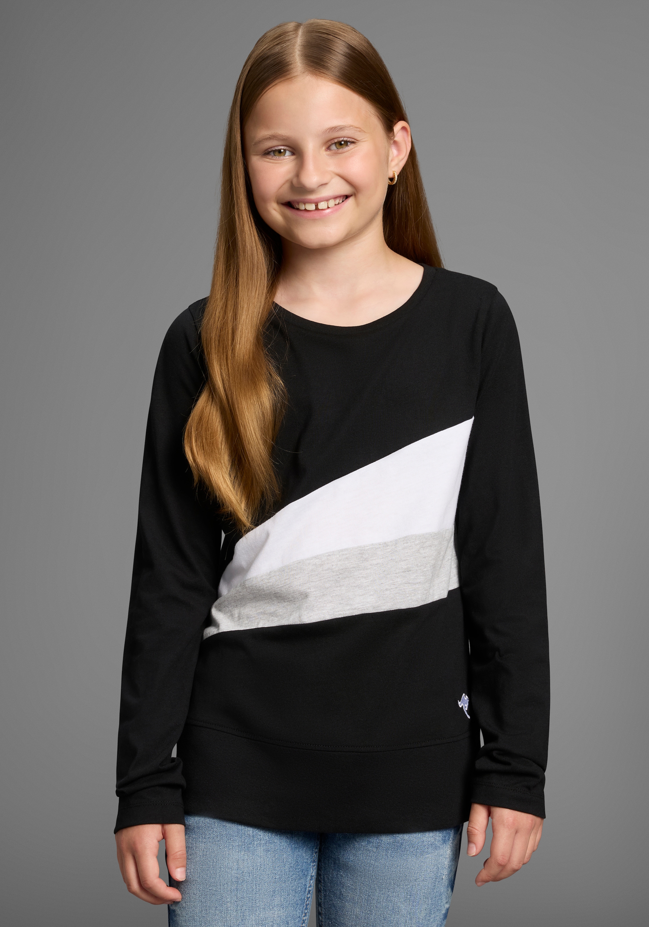 KangaROOS Langarmshirt »mit coolem Colourblocking«, , mit Kangaroos Logo und Stickerei