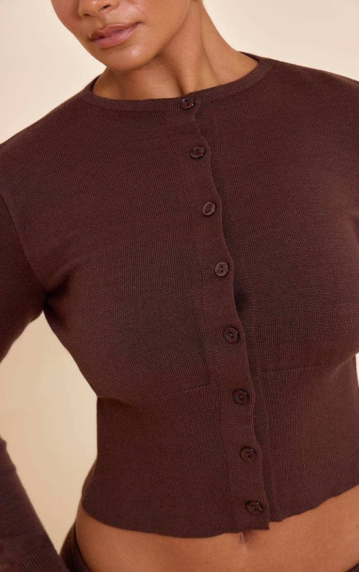 Chocolat Cardigan Côtelé Large À Boutons En Maille Shape