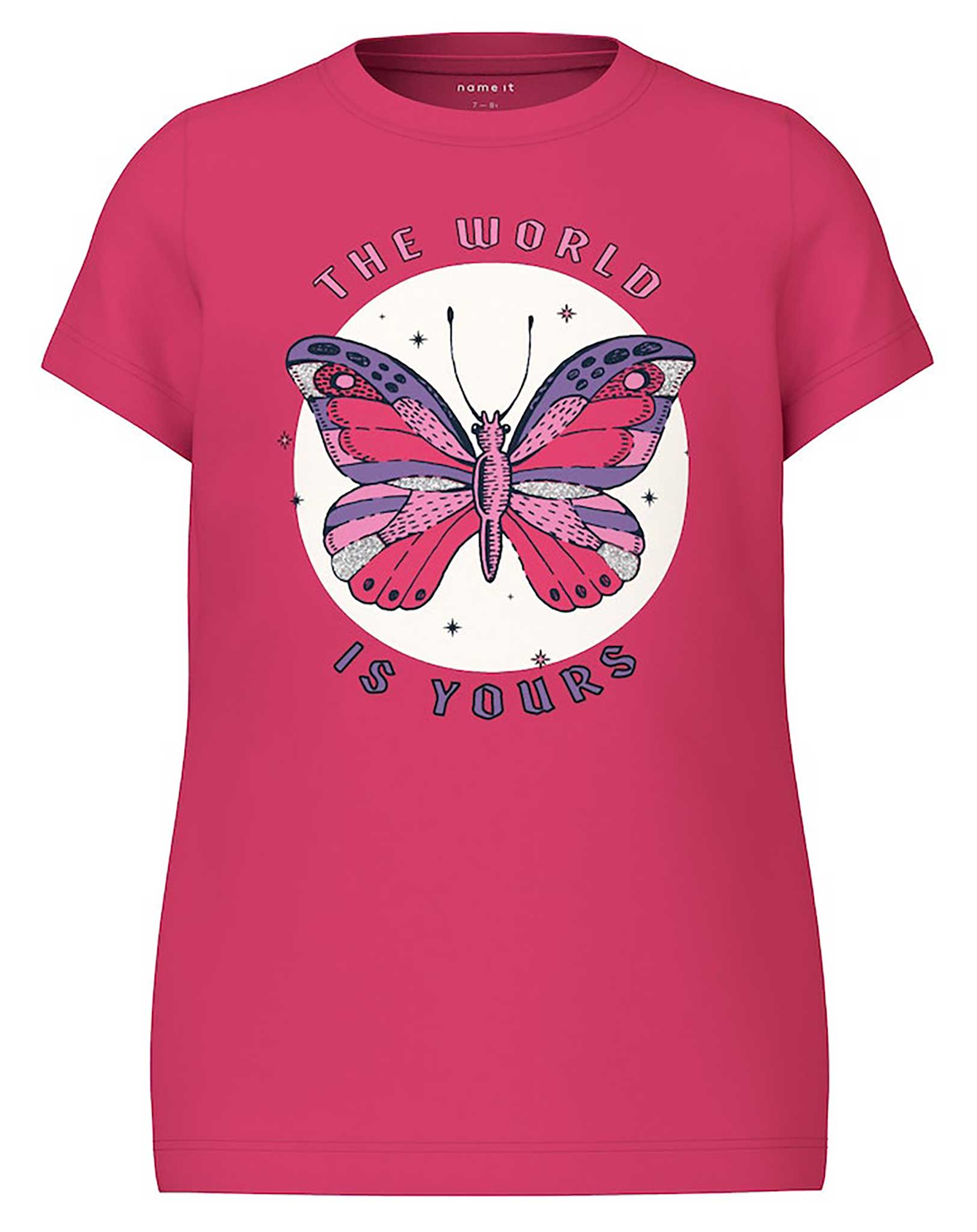 T-Shirt NKFBEATE THE WORLD IS YOURS in rethink pink