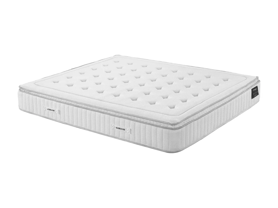Matelas 140 x 190 cm hybride anti-feu ressorts ensachés 5 zones, mémoire de forme et surmatelas intégré ép.28cm - OROS de YSMÉE HÔTEL