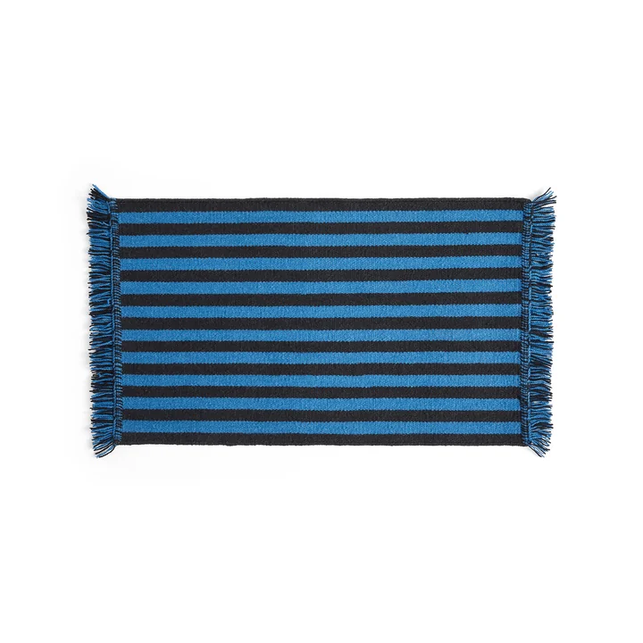 HAY - Stripes and Stripes Wool Teppich, 95 x 52 cm, blau