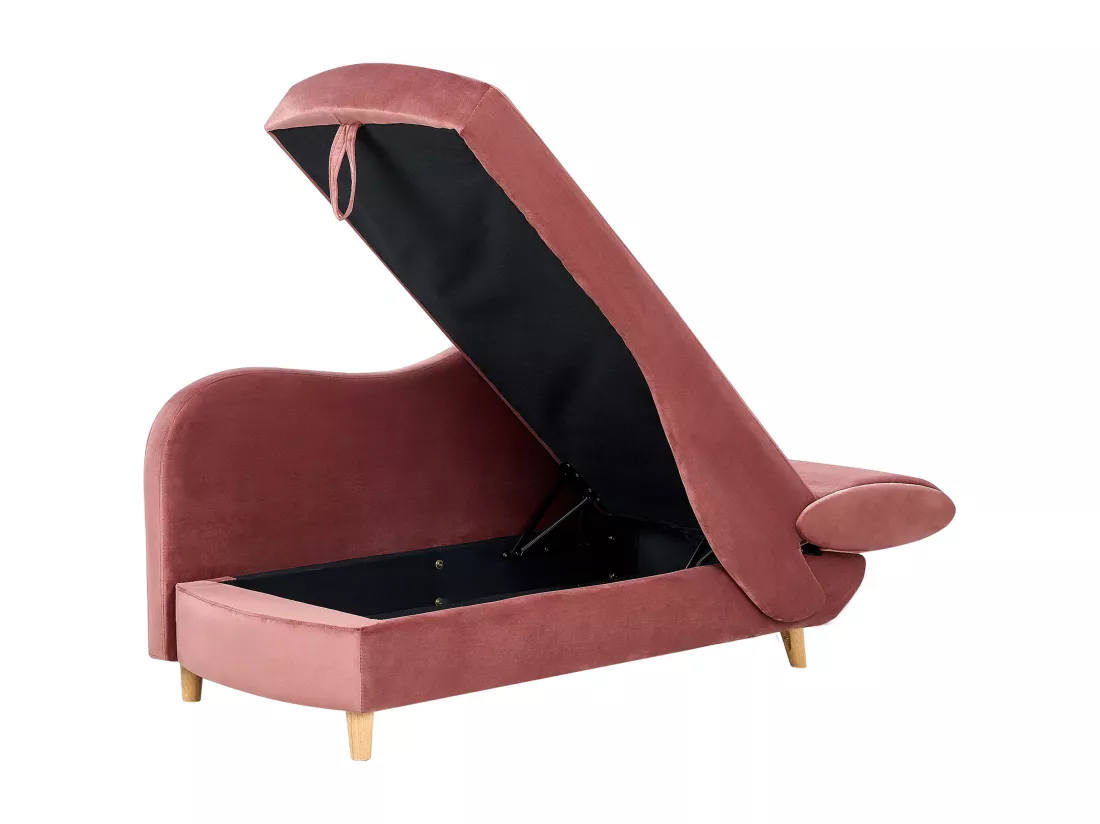 Chaise longue côté gauche en velours rose MERI II