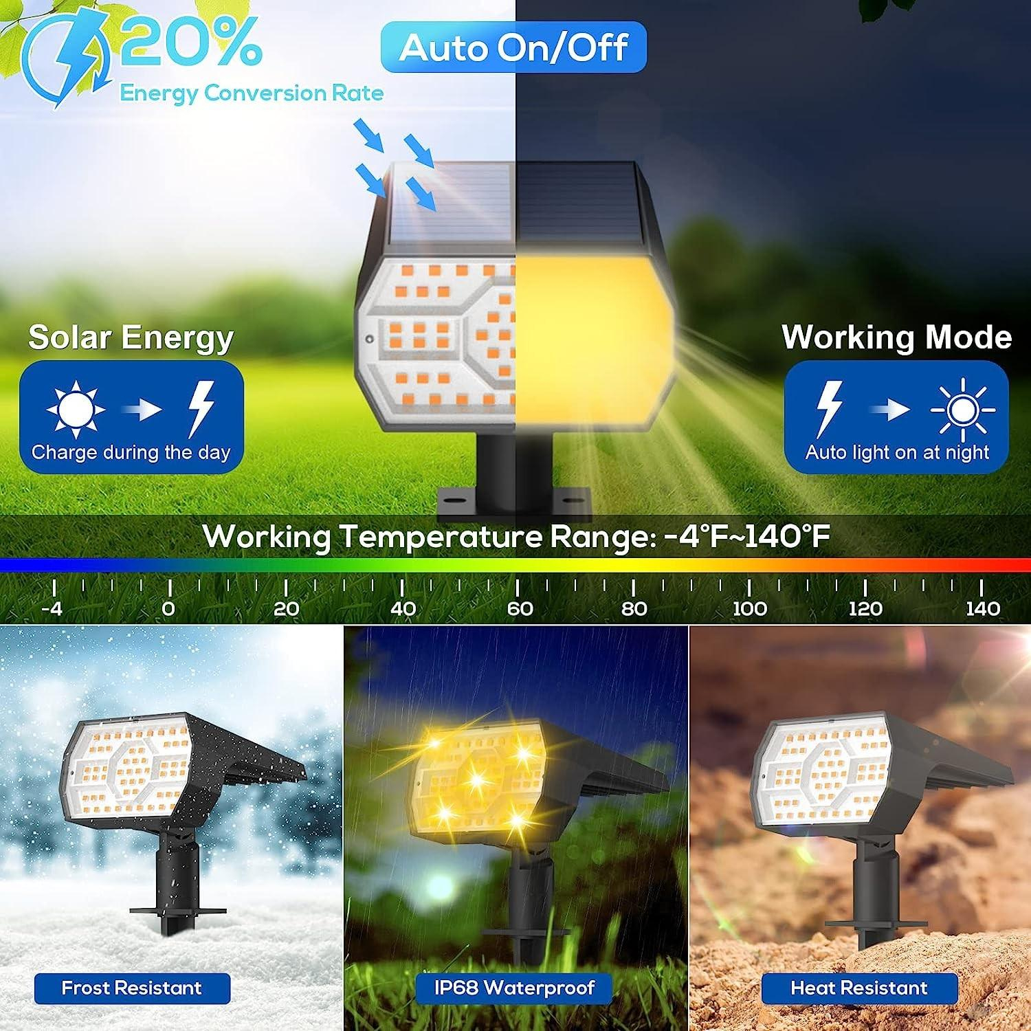 (4er Set) 56 LED's Solar Lampe Outdoor Gartenleuchte mit Dämmerungssensor   Erdspiess (IP68) - Warmweiss