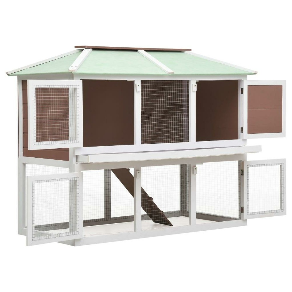 Cage double 130 x 68 x 105 cm pour animaux marron bois
